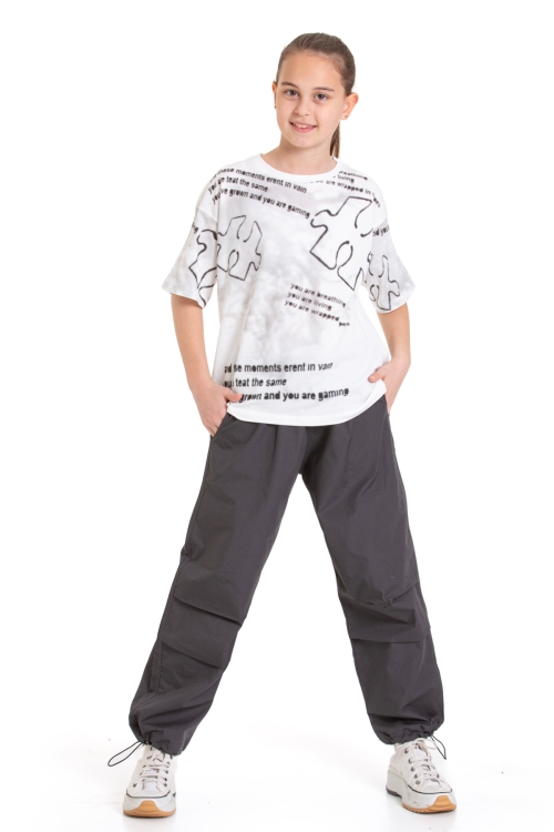 Kız Çocuk 2li Alt-Üst Takım (Paraşüt Pantolon+T-Shirt) P091