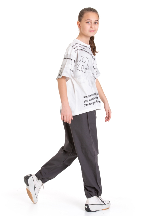 Kız Çocuk 2li Alt-Üst Takım (Paraşüt Pantolon+T-Shirt) P091