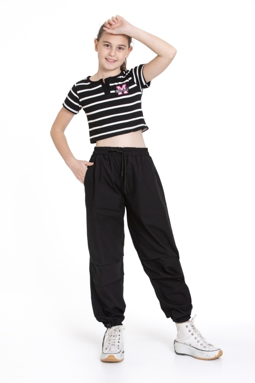 Kız Çocuk 2li Takım (Paraşüt Pantolon+Crop Bady T-shirt) P1078