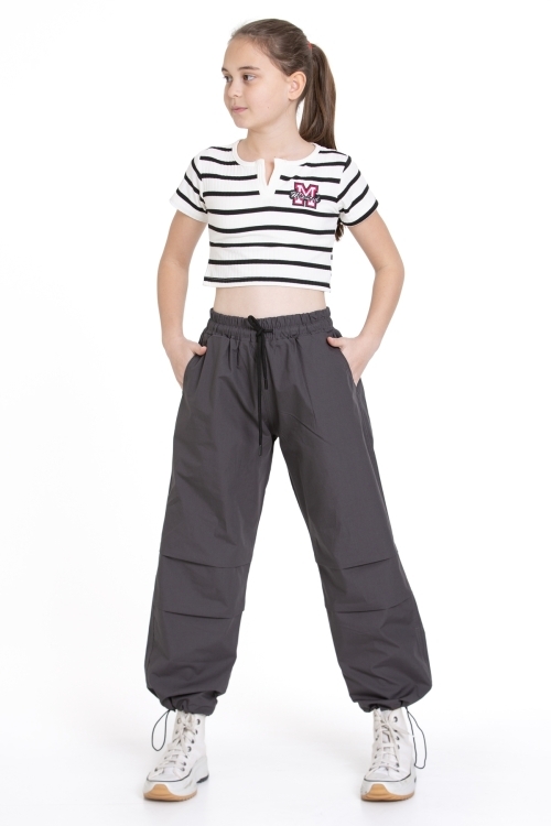 Kız Çocuk 2li Takım (Paraşüt Pantolon+Crop Bady T-shirt) P1078