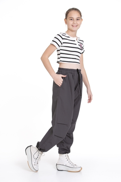 Kız Çocuk 2li Takım (Paraşüt Pantolon+Crop Bady T-shirt) P1078