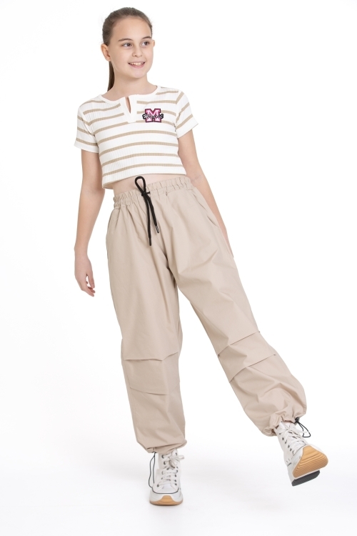 Kız Çocuk 2li Takım (Paraşüt Pantolon+Crop Bady T-shirt) P1078