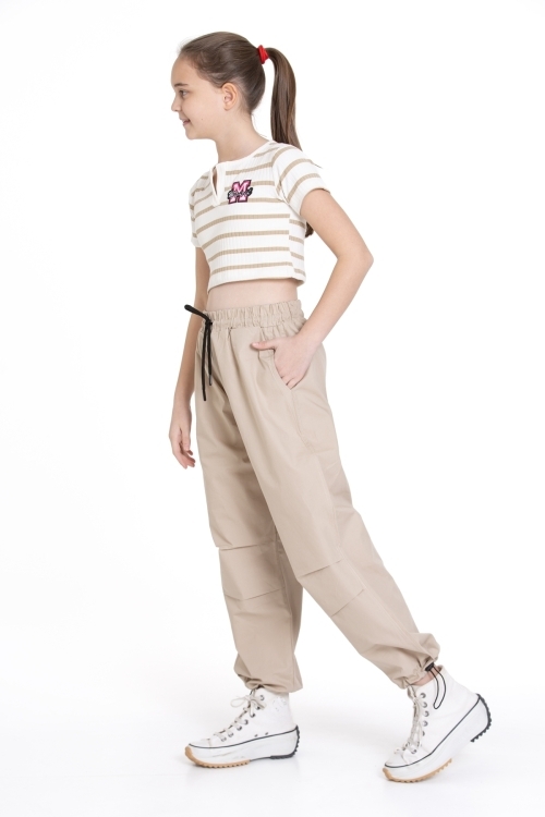 Kız Çocuk 2li Takım (Paraşüt Pantolon+Crop Bady T-shirt) P1078