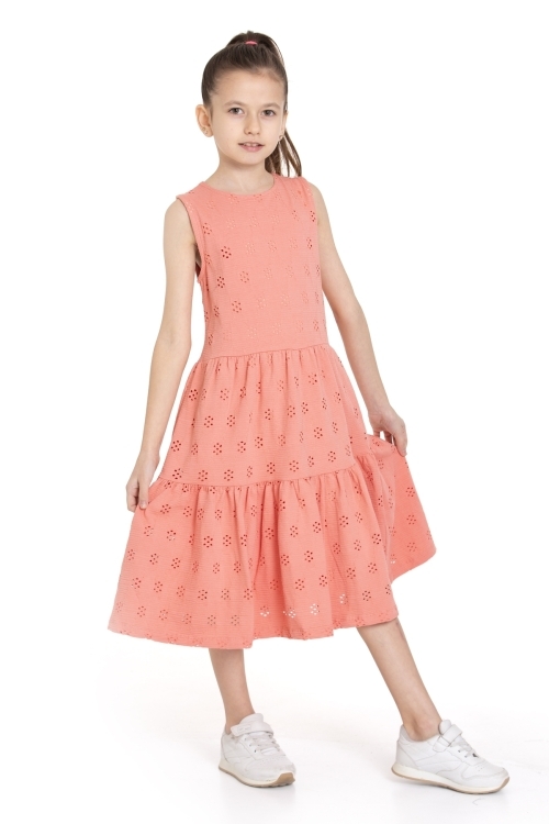 Kız Çocuk Askılı Kol Elbise P0010