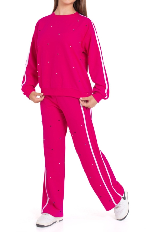 Kız Çocuk Boncuk Süslemeli 2 İplik Alt-Üst Takım 12222.1