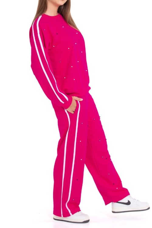 Kız Çocuk Boncuk Süslemeli 2 İplik Alt-Üst Takım 12222.1