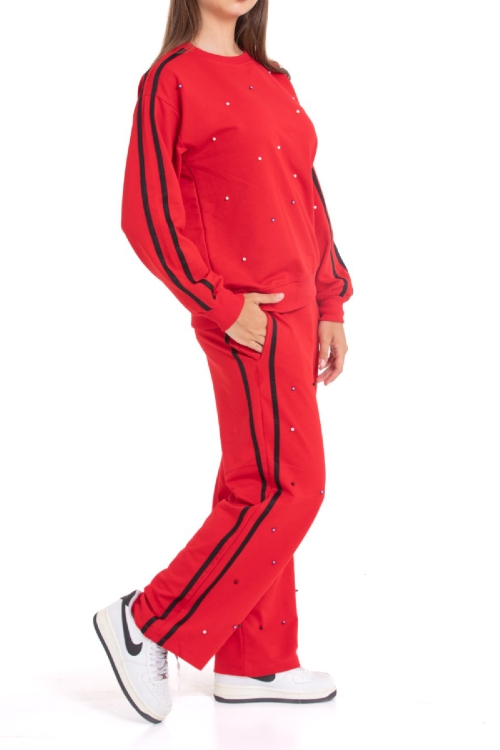 Kız Çocuk Boncuk Süslemeli 2 İplik Alt-Üst Takım 12222.1