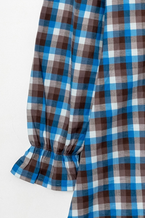 Kız Çocuk Broş Nakış Detaylı Ekose Desenli Elbise P1001