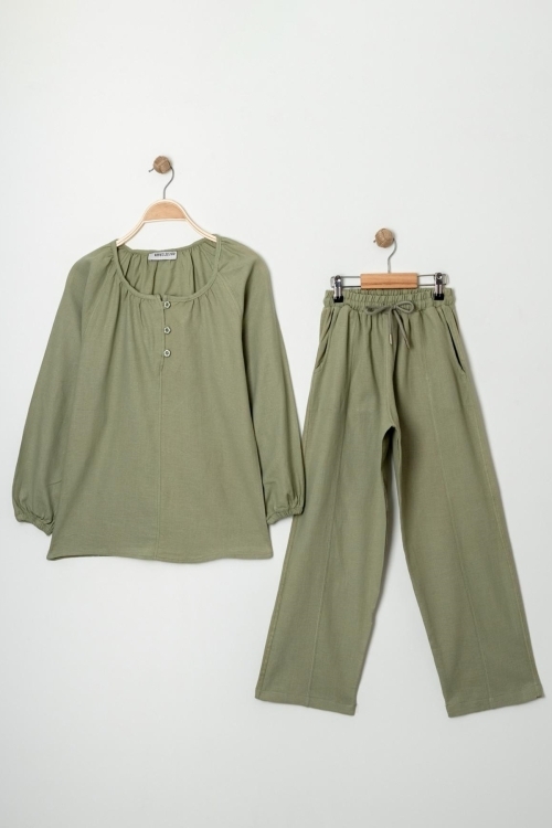 Kız Çocuk %100 Jüt Pamuk Alt-Üst Takım P1038