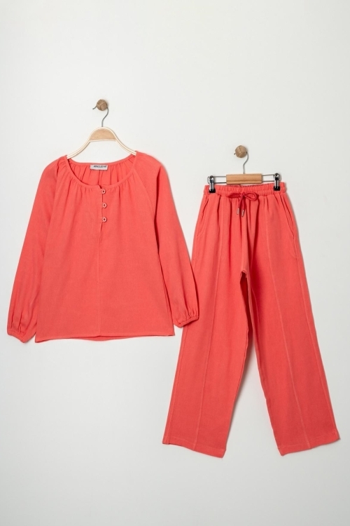 Kız Çocuk %100 Jüt Pamuk Alt-Üst Takım P1038