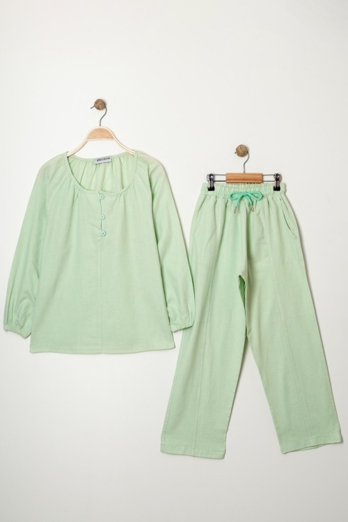 Kız Çocuk %100 Jüt Pamuk Alt-Üst Takım P1038