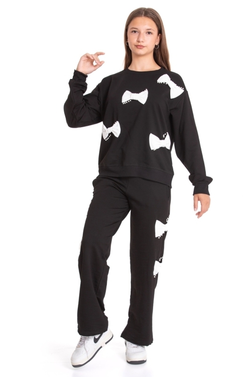 Kız Çocuk Fiyonk Süslemeli 2 İplik Alt-Üst Takım 12223.1