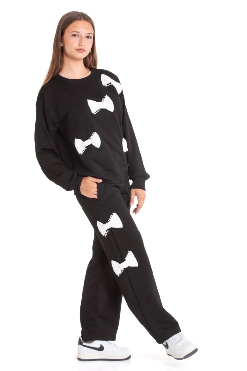 Kız Çocuk Fiyonk Süslemeli 2 İplik Alt-Üst Takım 12223.1