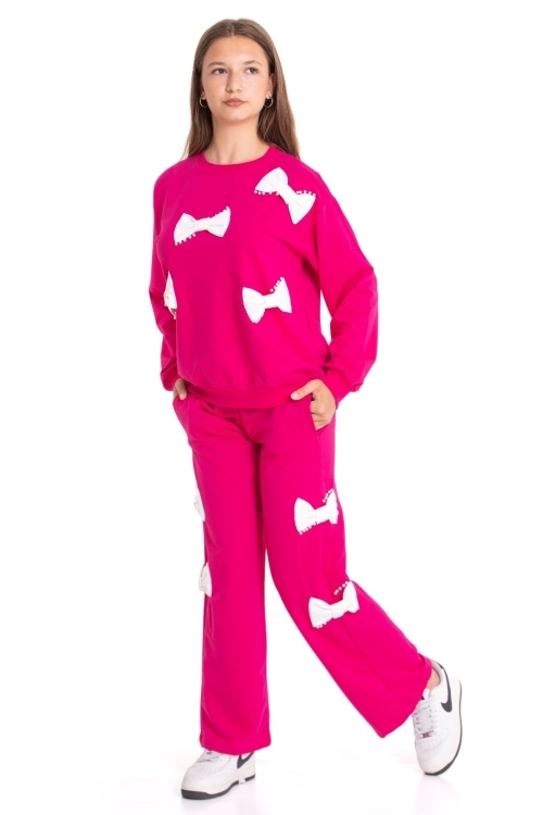 Kız Çocuk Fiyonk Süslemeli 2 İplik Alt-Üst Takım 12223.1