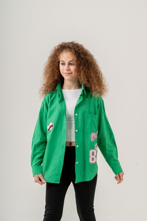 Kız Çocuk Flam Pamuk Gömlek P1085