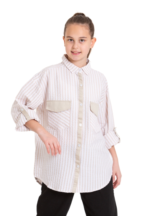Kız Çocuk Flamlı Pamuk Gömlek P092