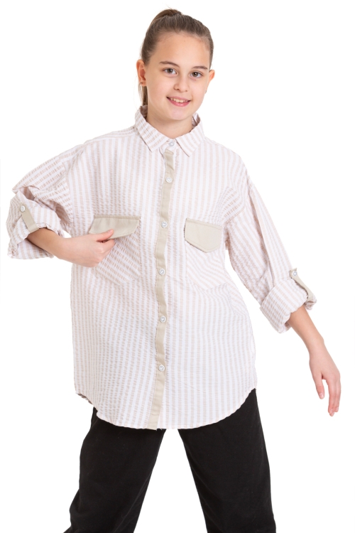 Kız Çocuk Flamlı Pamuk Gömlek P092