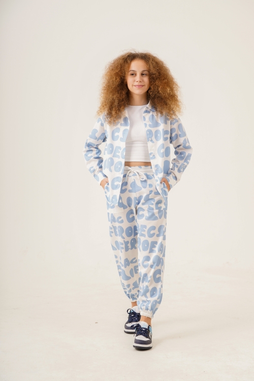 Kız Çocuk Harf Baskılı Alt-Üst Takım (Jogger Pantolon+Gömlek) P1020