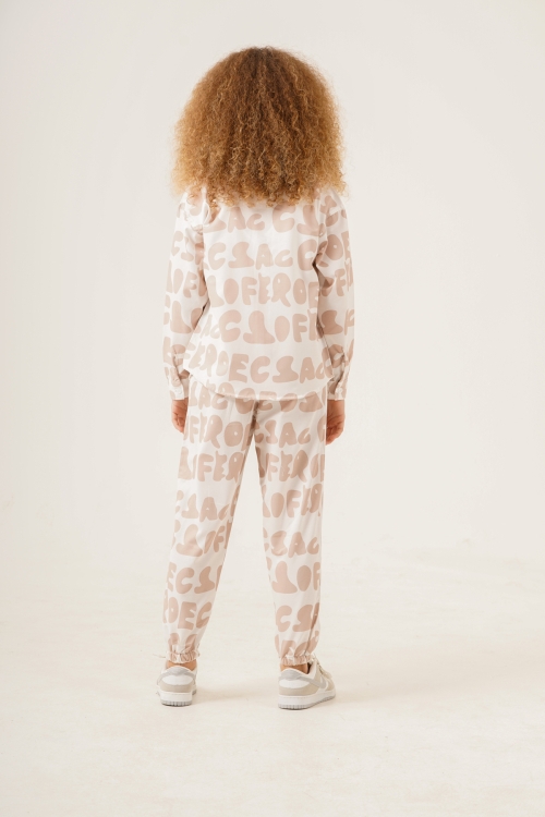 Kız Çocuk Harf Baskılı Alt-Üst Takım (Jogger Pantolon+Gömlek) P1020