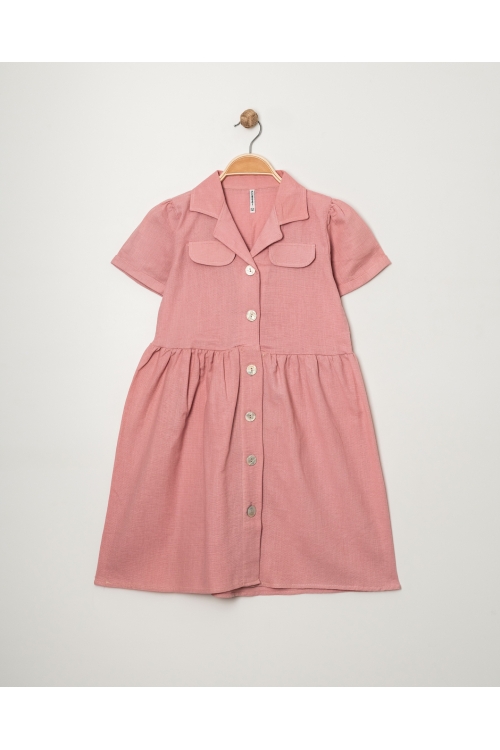 Kız Çocuk Jüt Pamuklu Kısa Kollu Elbise P1009