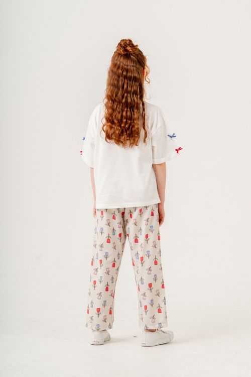 Kız Çocuk Lale Baskılı Alt-Üst Takım (Pantolon+T-Shirt) P1011