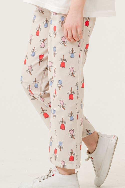 Kız Çocuk Lale Baskılı Alt-Üst Takım (Pantolon+T-Shirt) P1011