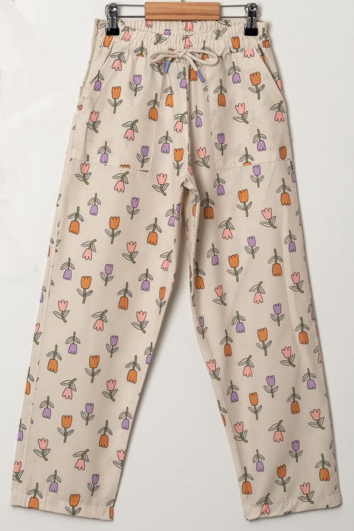 Kız Çocuk Lale Baskılı Alt-Üst Takım (Pantolon+T-Shirt) P1011