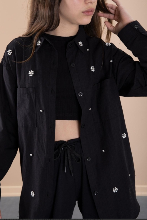 Kız Çocuk Taş Süslemeli Gömlek P093