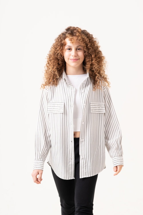 Kız Çocuk Taş Süslemeli Gömlek P1079