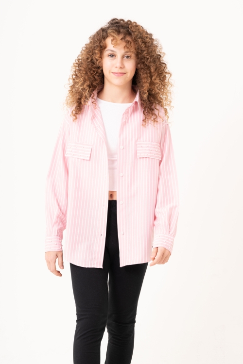 Kız Çocuk Taş Süslemeli Gömlek P1079