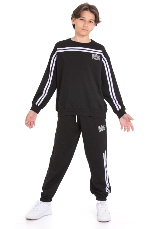 Erkek Çocuk Eşofman Takımı - 2 İplik-Şerit Garni Detaylı 1249.1