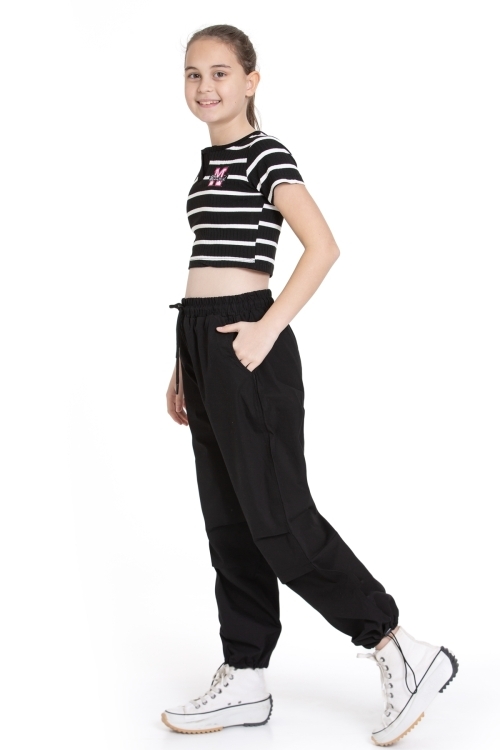 Kız Çocuk 2li Takım (Paraşüt Pantolon+Crop Bady T-shirt) P1078