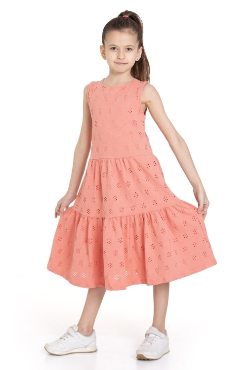 Kız Çocuk Askılı Kol Elbise P0010