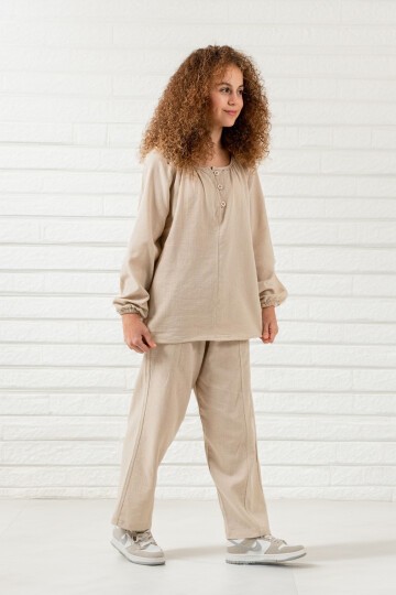 Kız Çocuk %100 Jüt Pamuk Alt-Üst Takım P1038