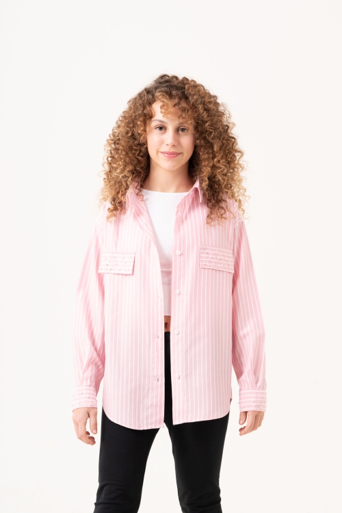 Kız Çocuk Taş Süslemeli Gömlek P1079